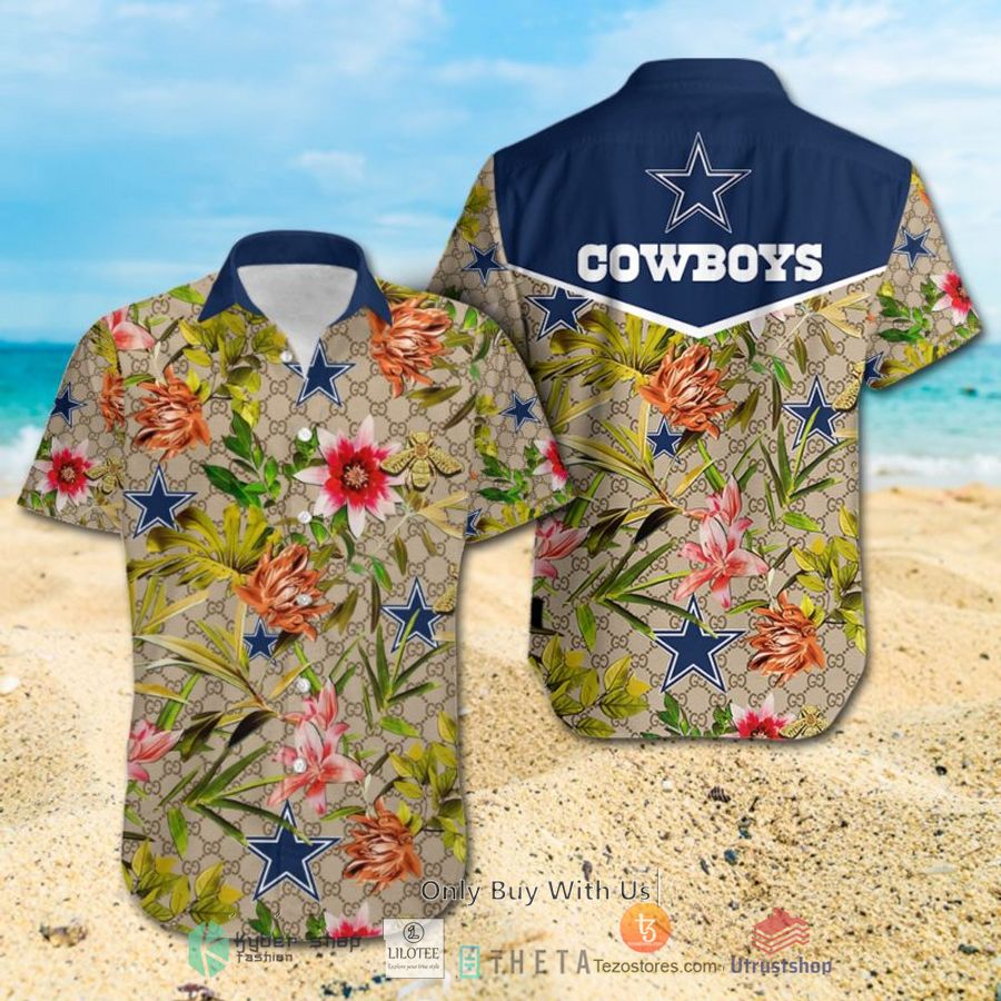 nfl dallas cowboys louis vuitton lv hawaiian shirt short 1 39581