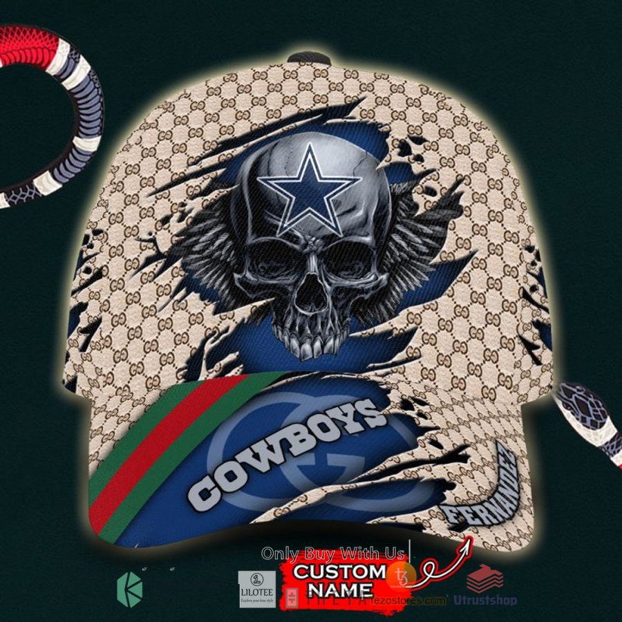 nfl dallas cowboys skull custom name gucci cap 1 6603