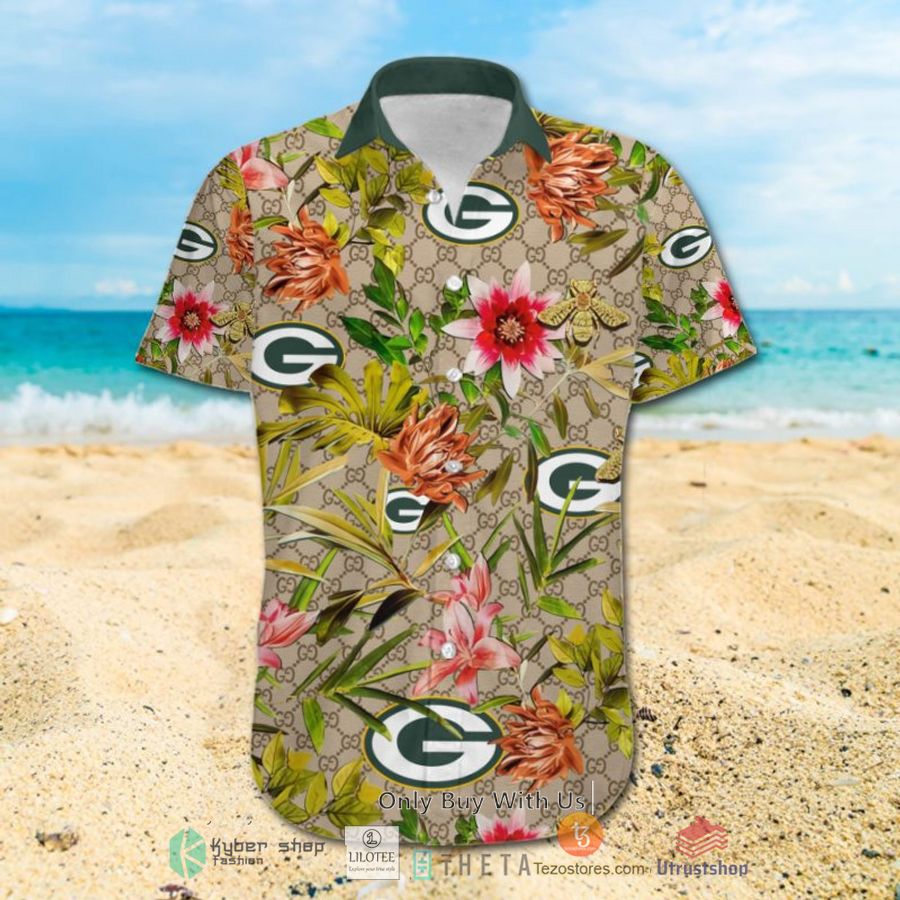 nfl green bay packers louis vuitton lv hawaiian shirt short 2 59567