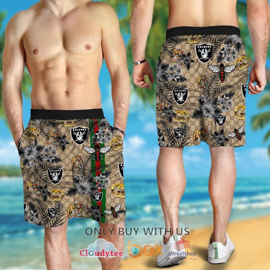 nfl las vegas raiders gucci hawaiian shirt short 2 76926