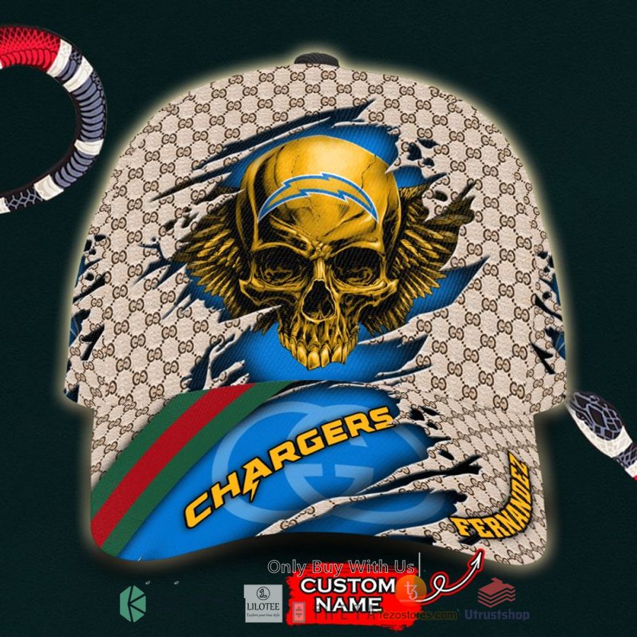 nfl los angeles chargers skull custom name gucci cap 1 55658