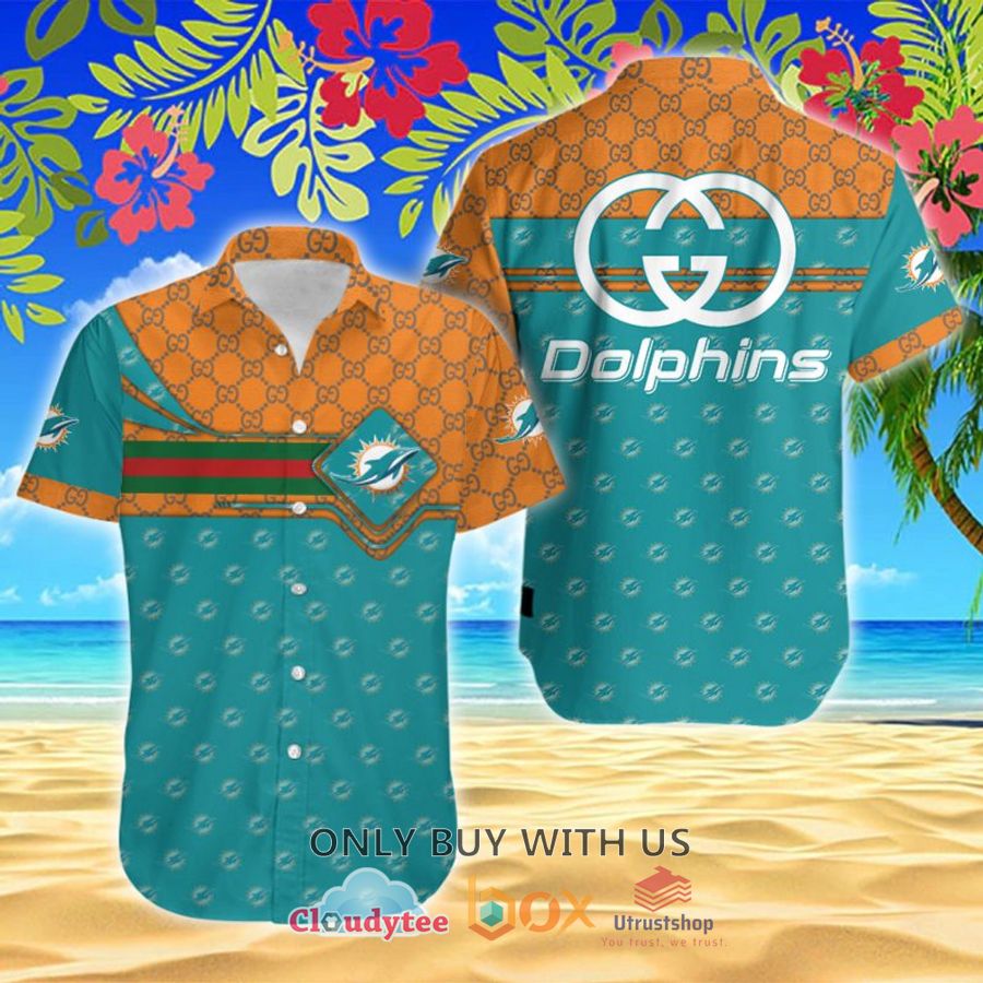 nfl miami dolphins gucci hawaiian shirt 1 72136