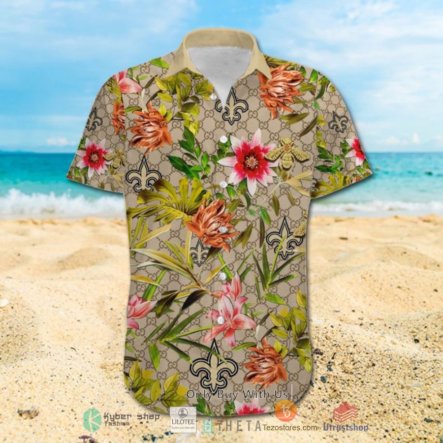 nfl new orleans saints louis vuitton lv hawaiian shirt short 2 55472