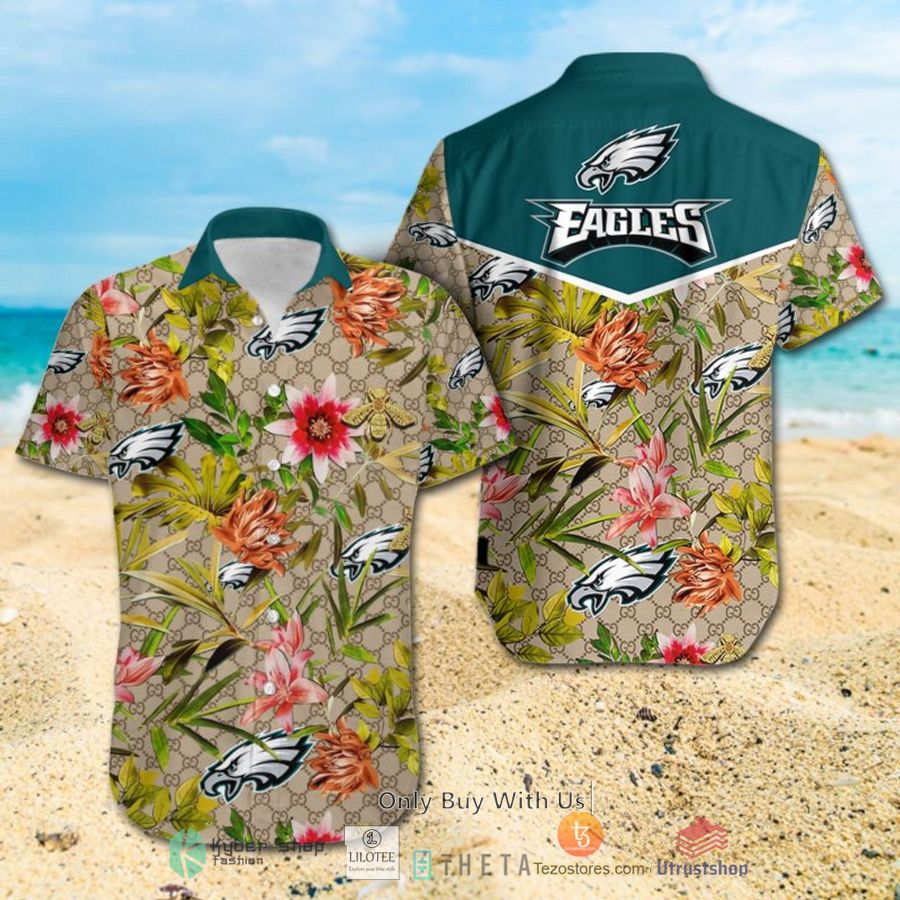 nfl philadelphia eagles louis vuitton lv hawaiian shirt short 1 26181