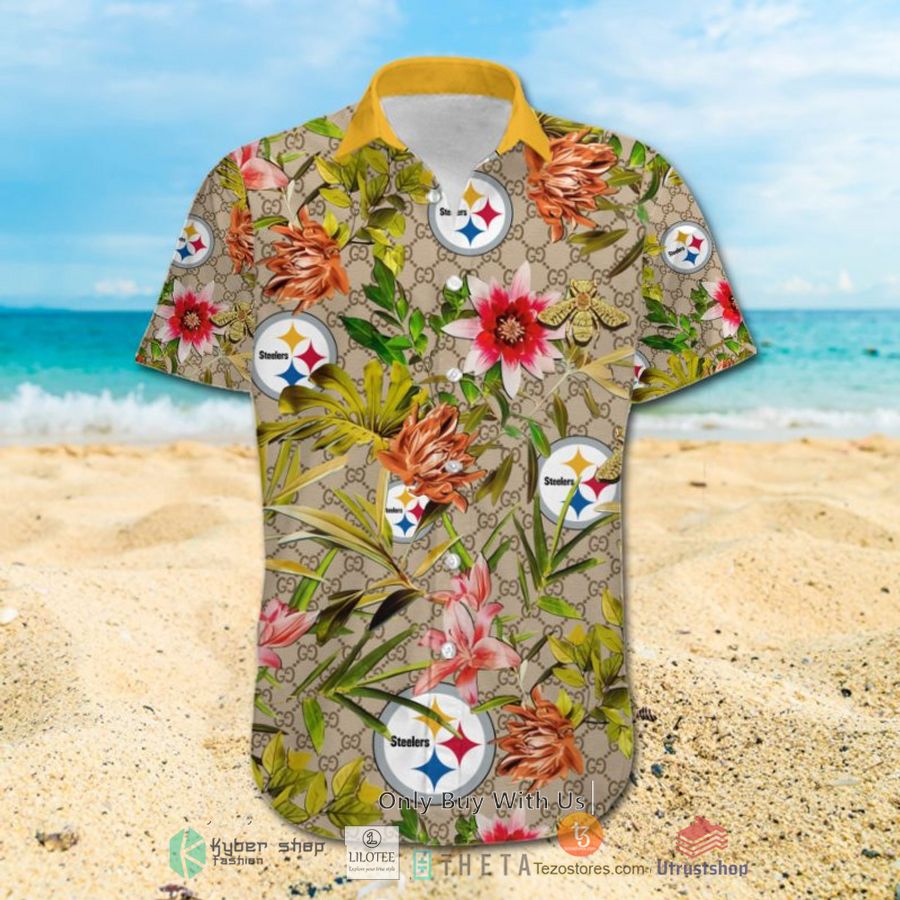 nfl pittsburgh steelers louis vuitton lv hawaiian shirt short 2 38266