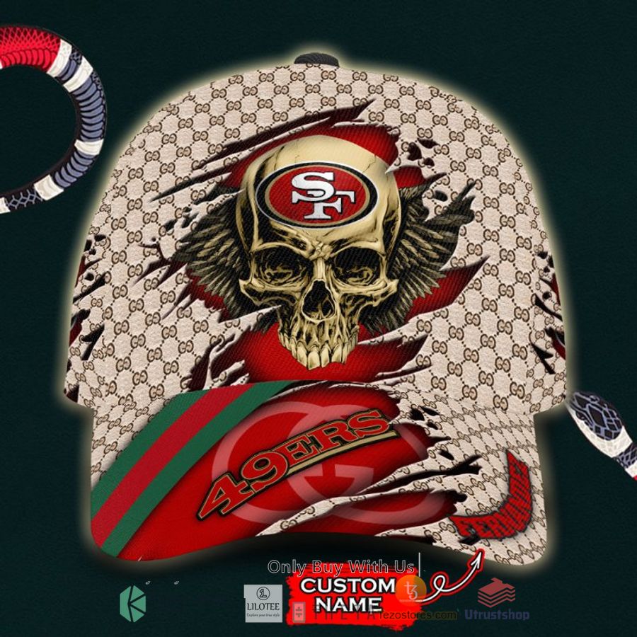 nfl san francisco 49ers skull custom name gucci cap 1 50641
