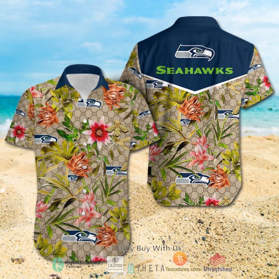 nfl seattle seahawks louis vuitton lv hawaiian shirt short 1 11899