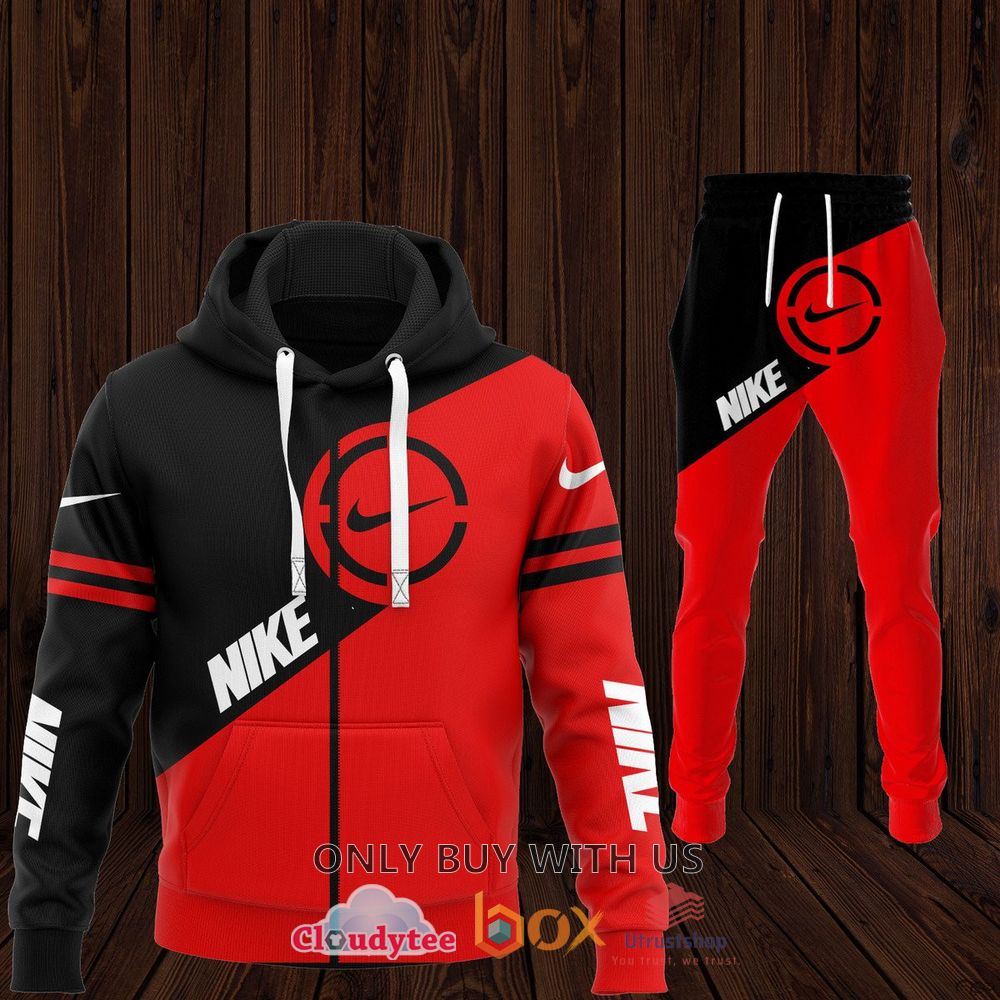 nike inc red black 3d zip hoodie long pant 1 42102