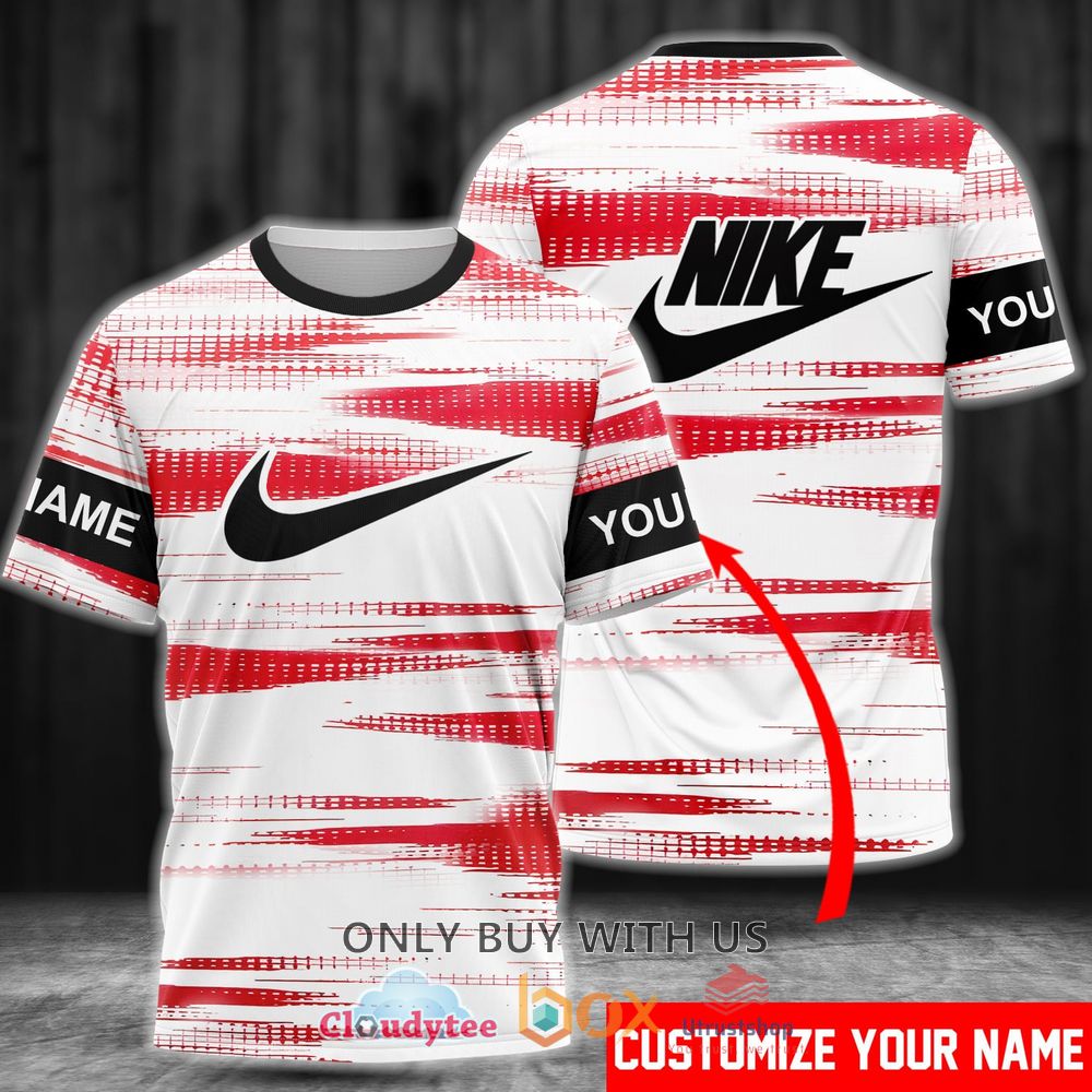 nike inc red white pattern custom name 3d t shirt 1 81139