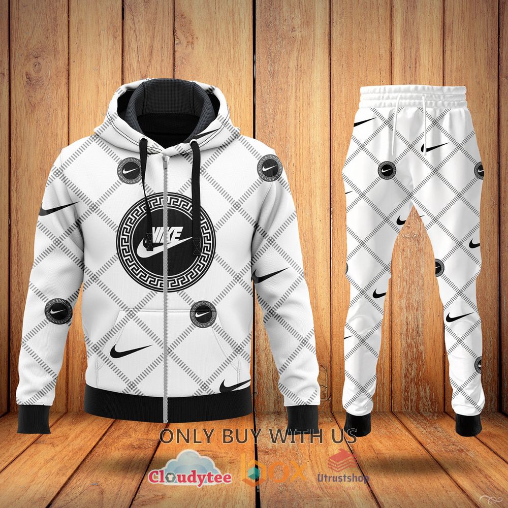 nike inc white pattern 3d zip hoodie long pant 1 64738