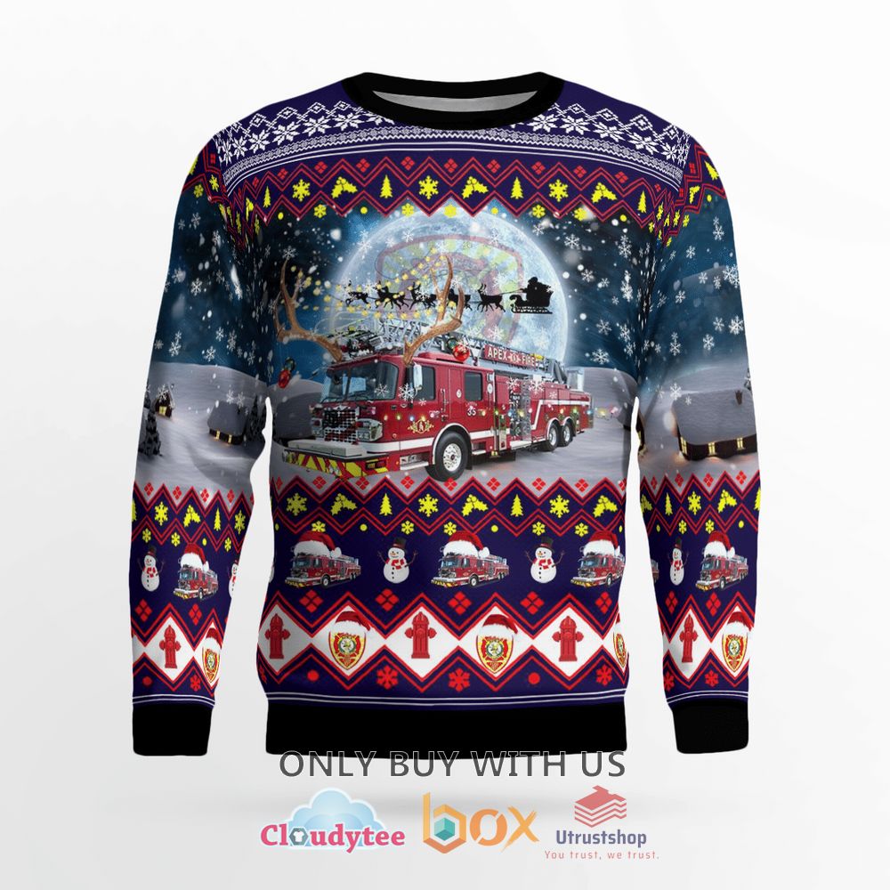 north carolina town of apex fire department christmas sweater 2 24440
