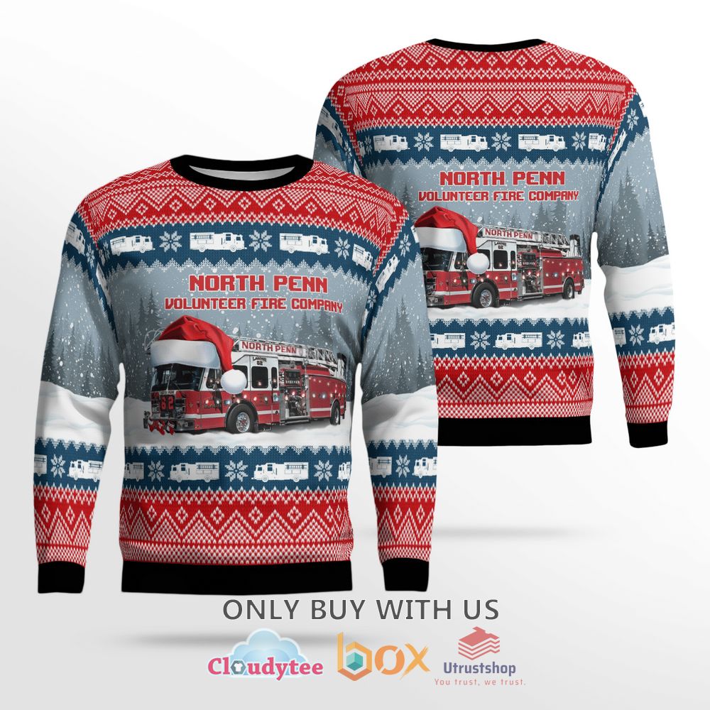 north penn volunteer fire company red christmas sweater 1 63122