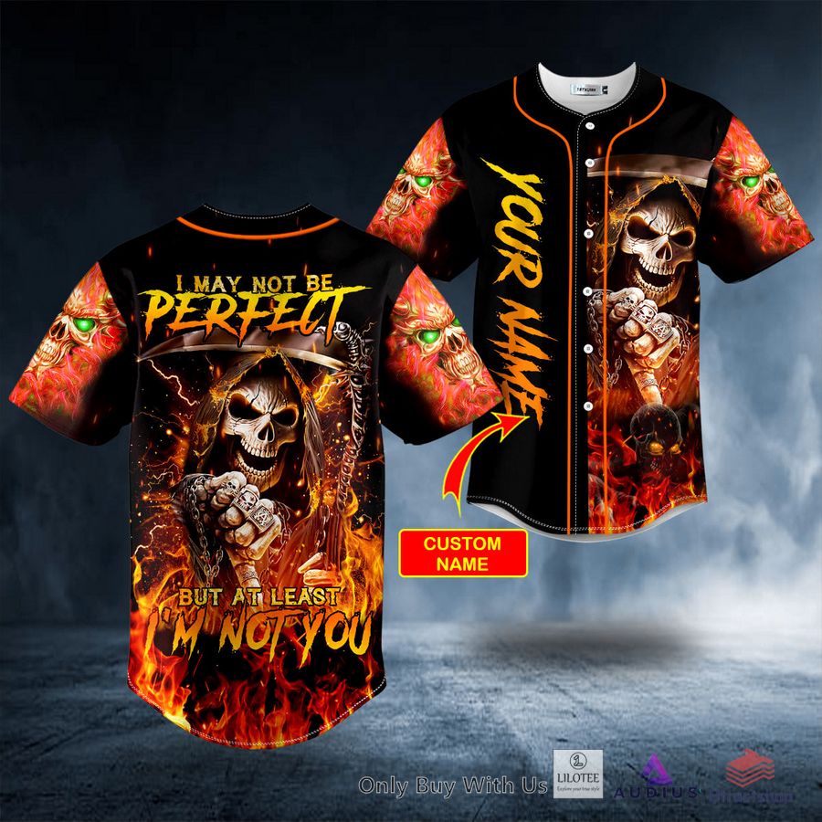 not be perfect but not you flaming metal grim reaper skull custom baseball jersey 1 56396
