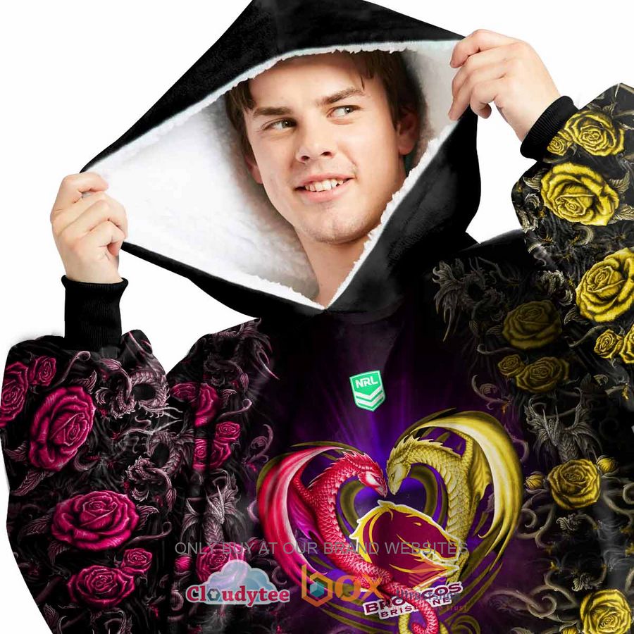 nrl brisbane broncos rose dragon personalized fleece hoodie blanket 2 99931
