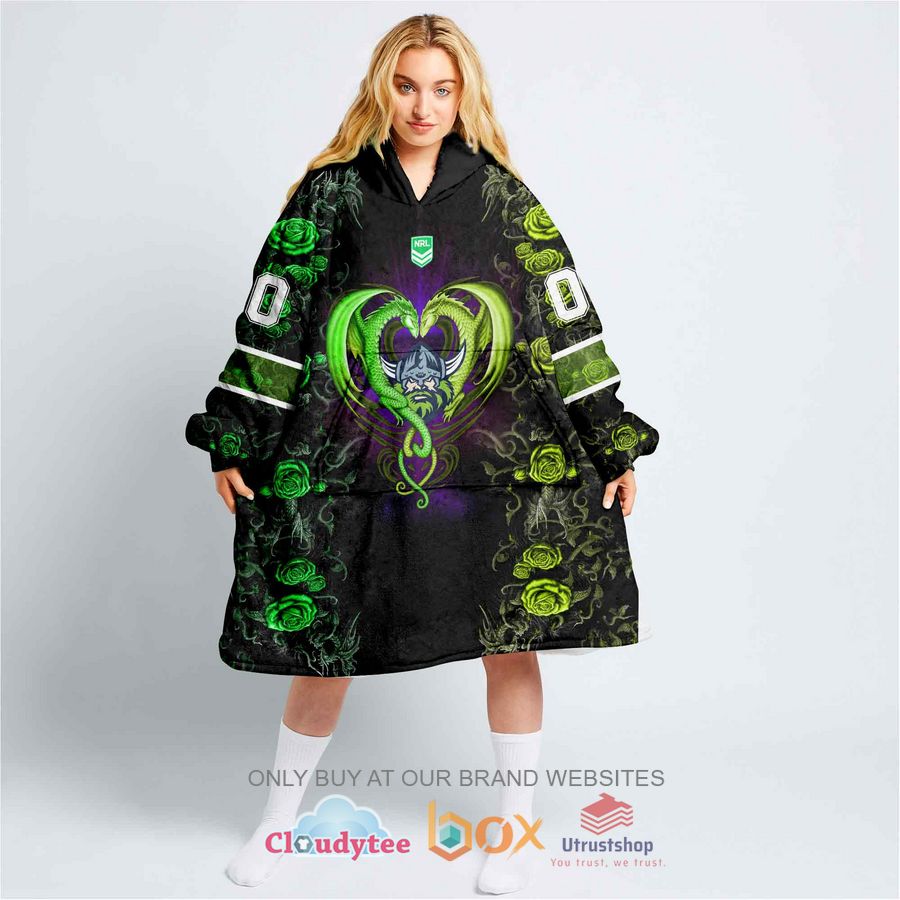 nrl canberra raiders rose dragon personalized fleece hoodie blanket 1 4221