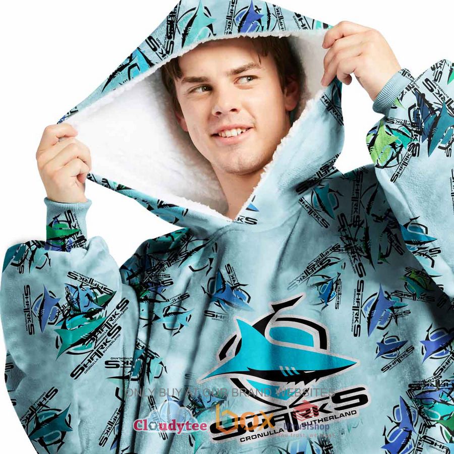 nrl cronulla sutherland sharks personalized fleece hoodie blanket 2 82013