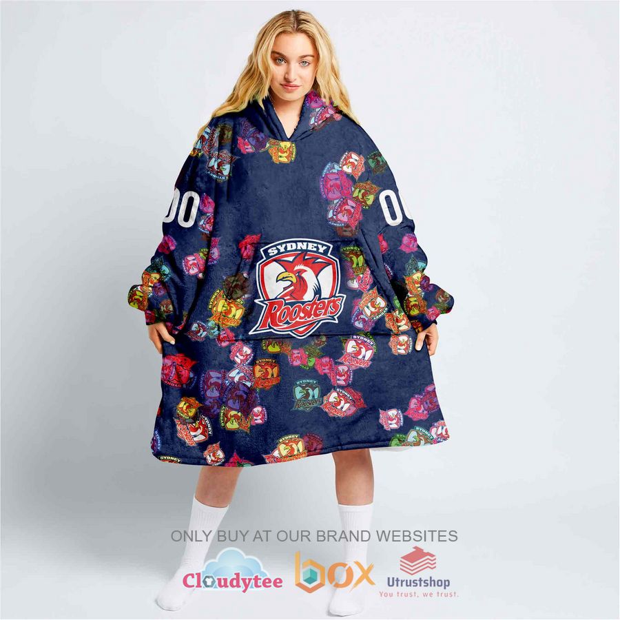 nrl sydney roosters personalized fleece hoodie blanket 1 70976