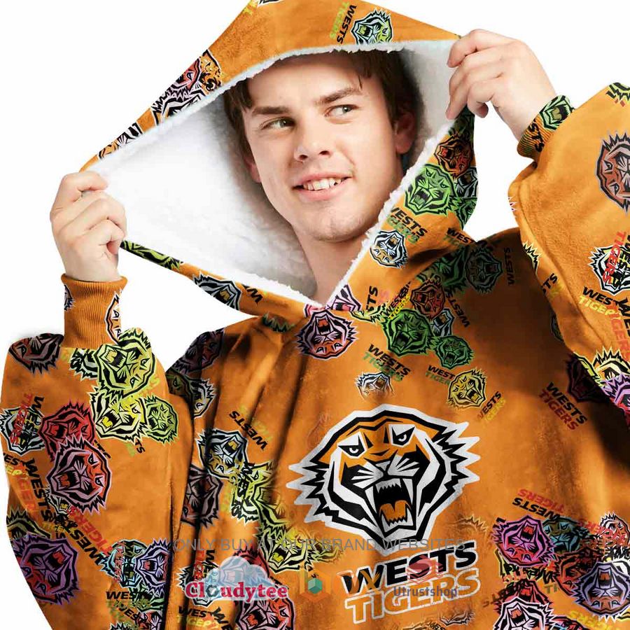 nrl wests tigers personalized fleece hoodie blanket 2 82396