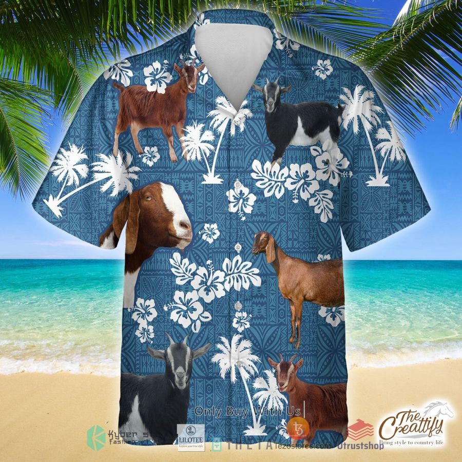 nubian goat blue tribal pattern hawaiian shirt 1 44524