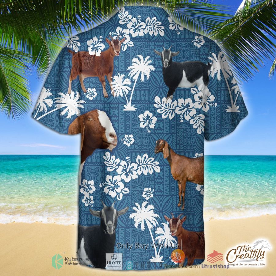 nubian goat blue tribal pattern hawaiian shirt 2 41184