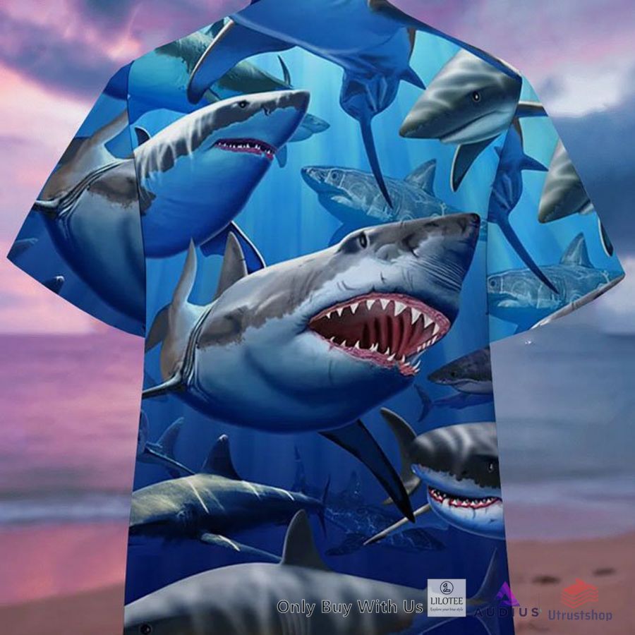 ocean white sharks print casual breathable hawaiian shirt 2 78205