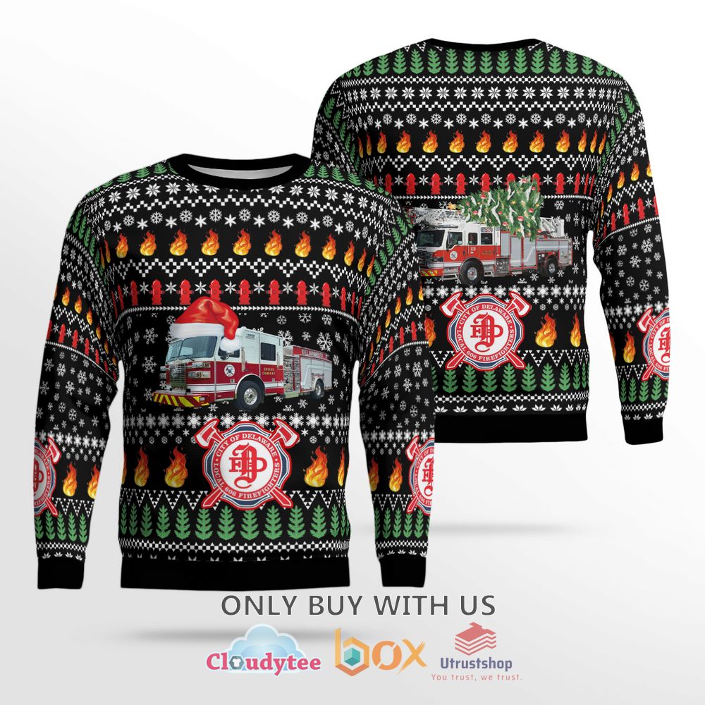 ohio city of delaware fire department christmas sweater 1 66307