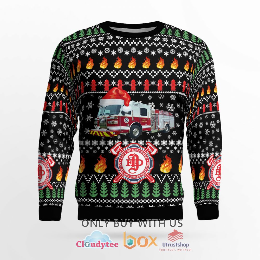 ohio city of delaware fire department christmas sweater 2 25579