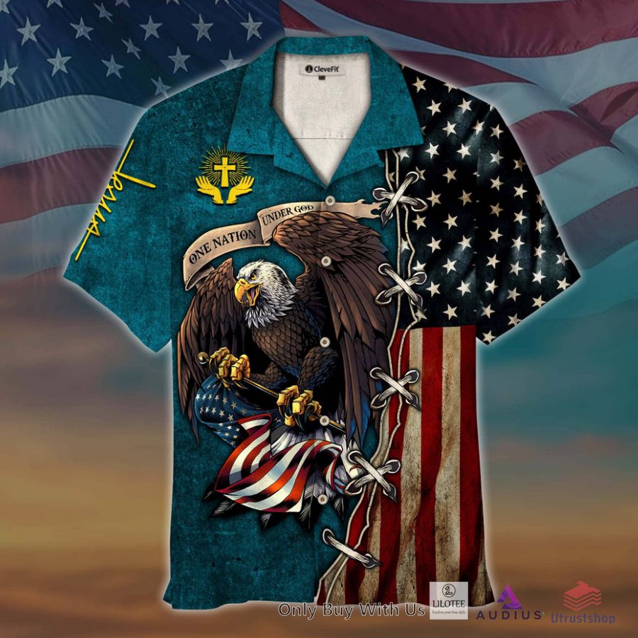 one nation under god eagle us flag cyan hawaiian shirt 1 77886