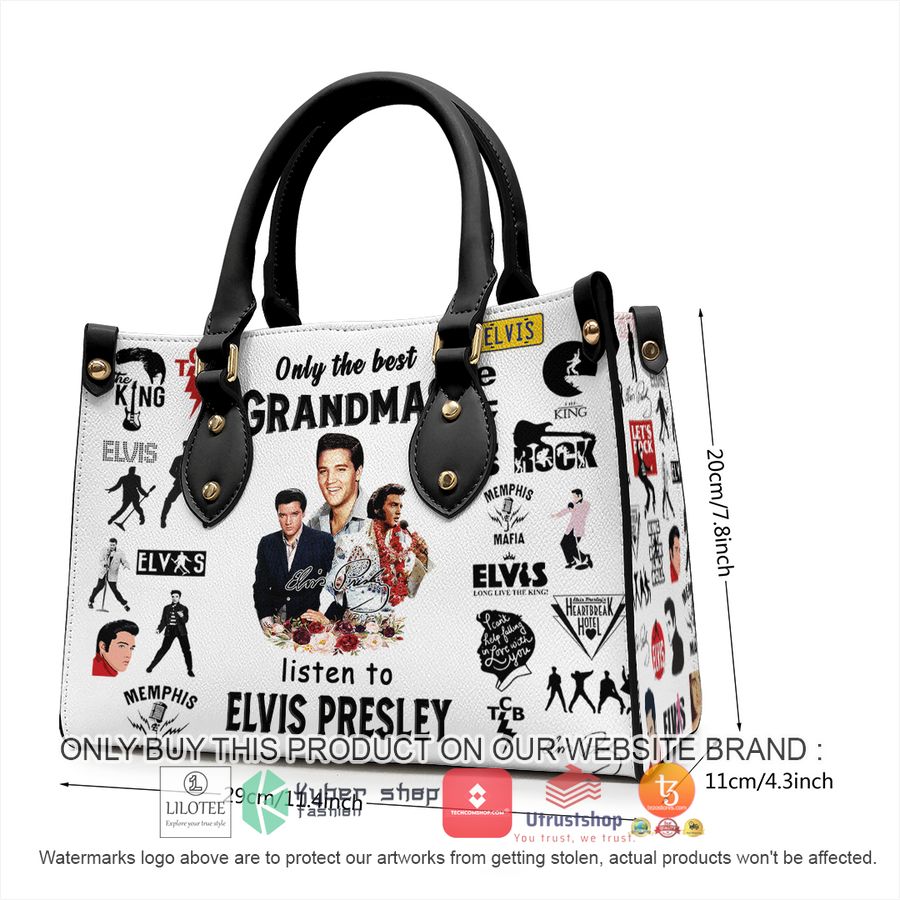 only the best grandmas listen to elvis presley leather handbag 2 95420