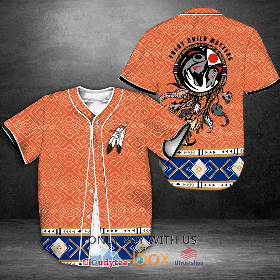 orange feather dream catcher wolf every child matters baseball jersey 1 57458