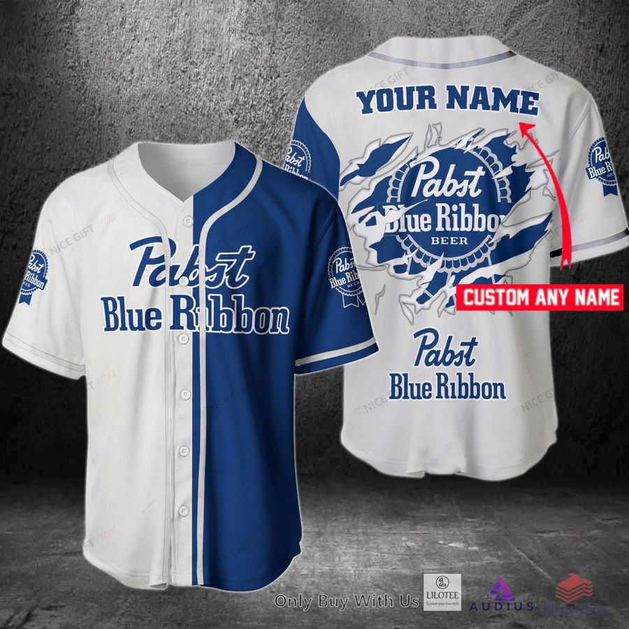 pabst blue ribbon your name blue white baseball jersey 1 41134