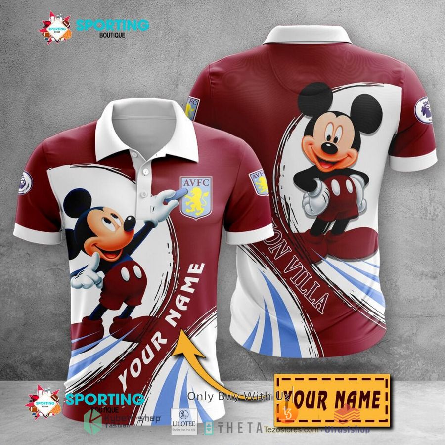 personalized aston villa f c mickey mouse 3d shirt hoodie 1 78557