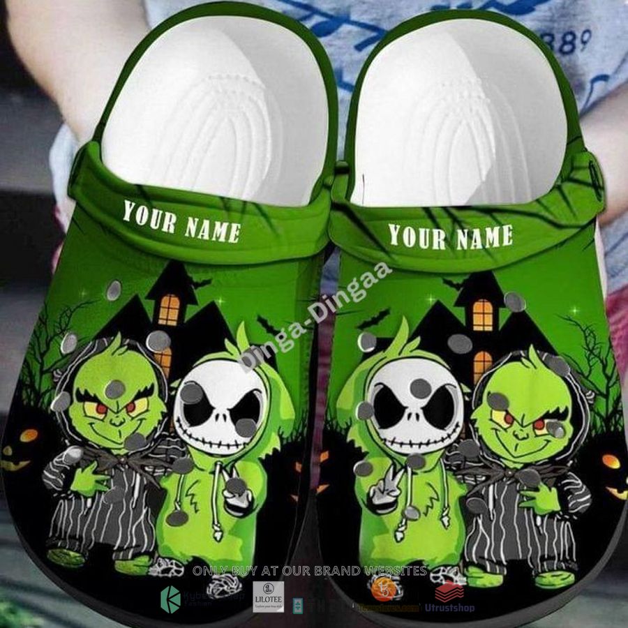 personalized baby jack skellington and baby grinch halloween night crocband clog 1 7244
