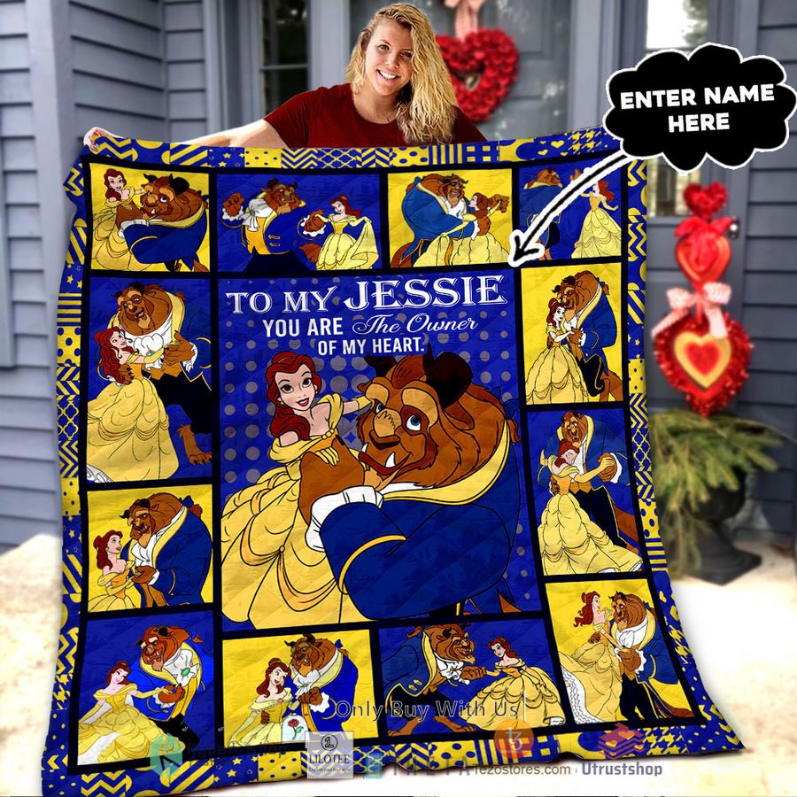 personalized beauty and the beast you are the owner of my heart quilt 1 55382