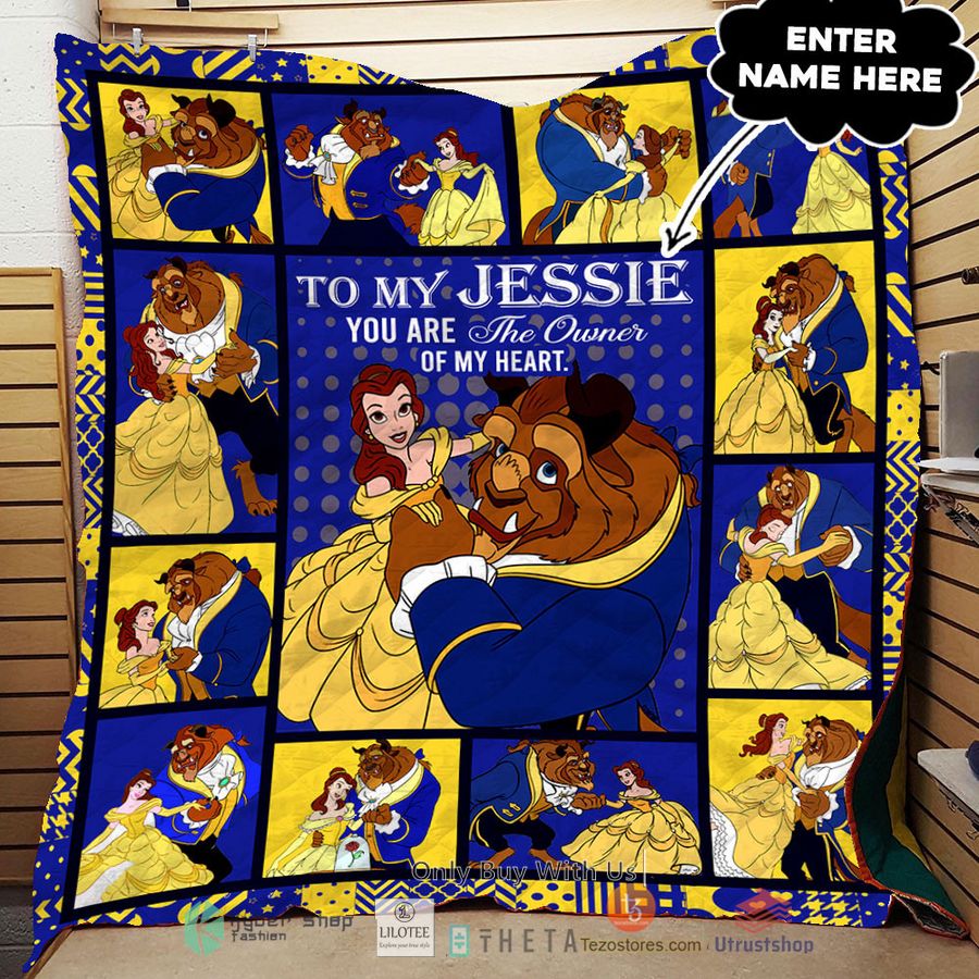 personalized beauty and the beast you are the owner of my heart quilt 2 78933