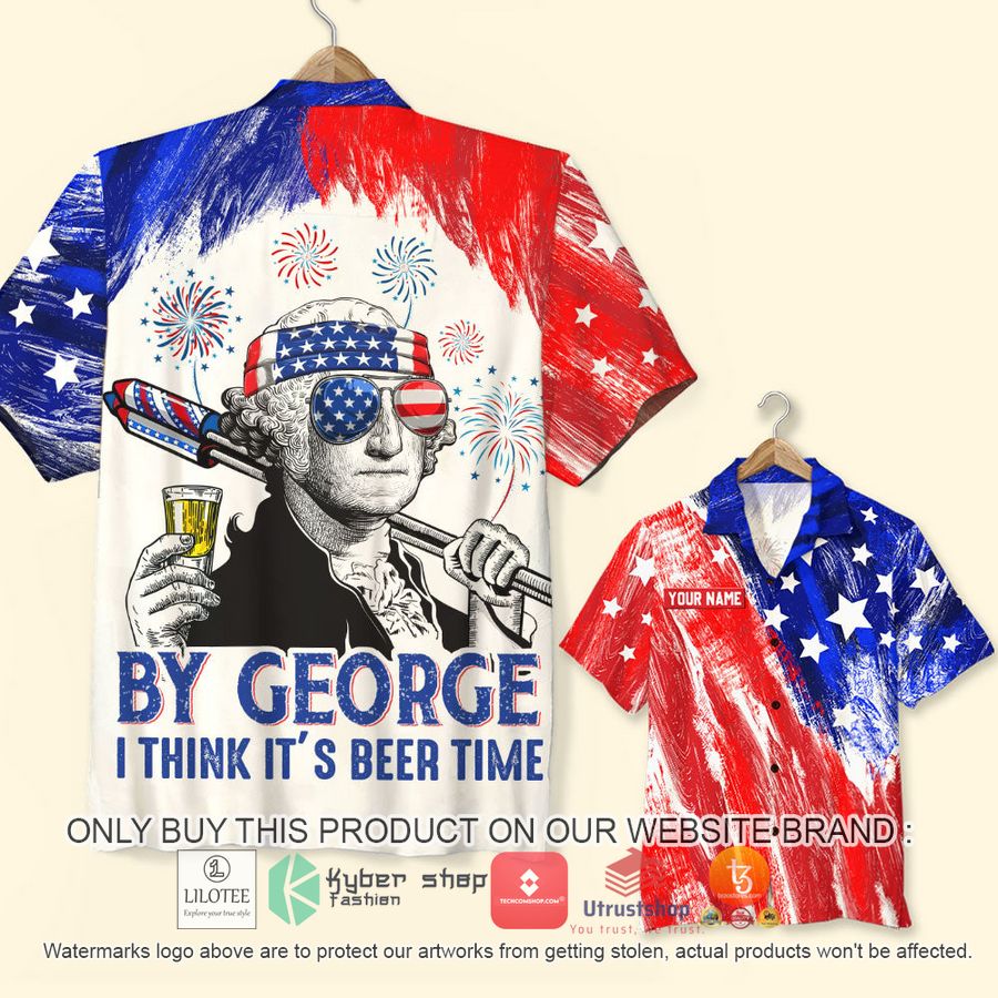 personalized by george i think its beer time 4th of july hawaiian shirt 1 87307