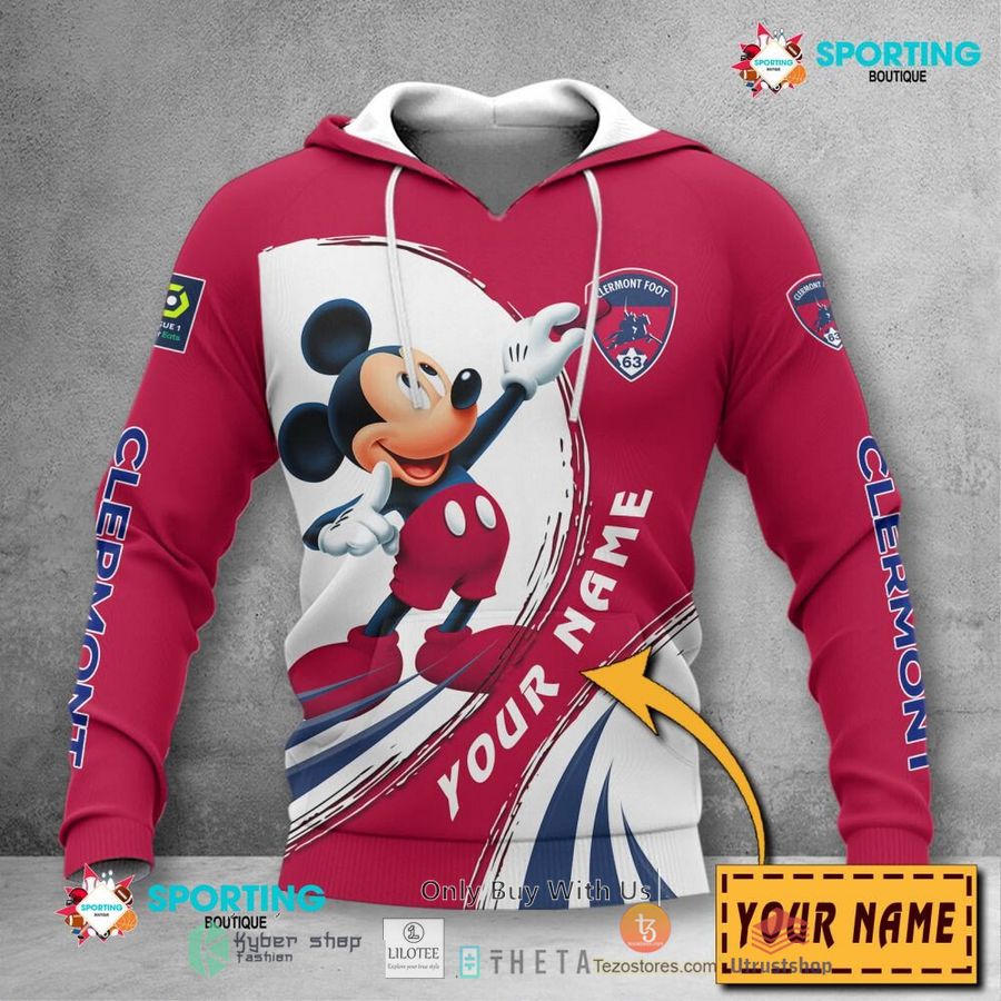 personalized clermont foot auvergne mickey mouse ligue 1 3d hoodie shirt 2 20984