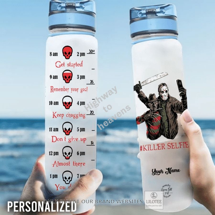 personalized freddy krueger jason voorhees killer selfie water bottle 1 82936