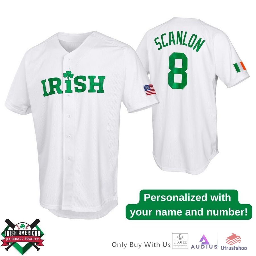 personalized irish clover us flag white baseball jersey 1 3635