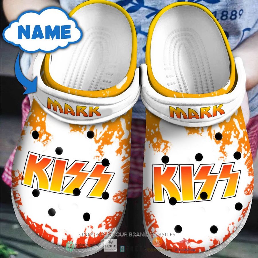 personalized kiss orange white crocband clog 1 99100