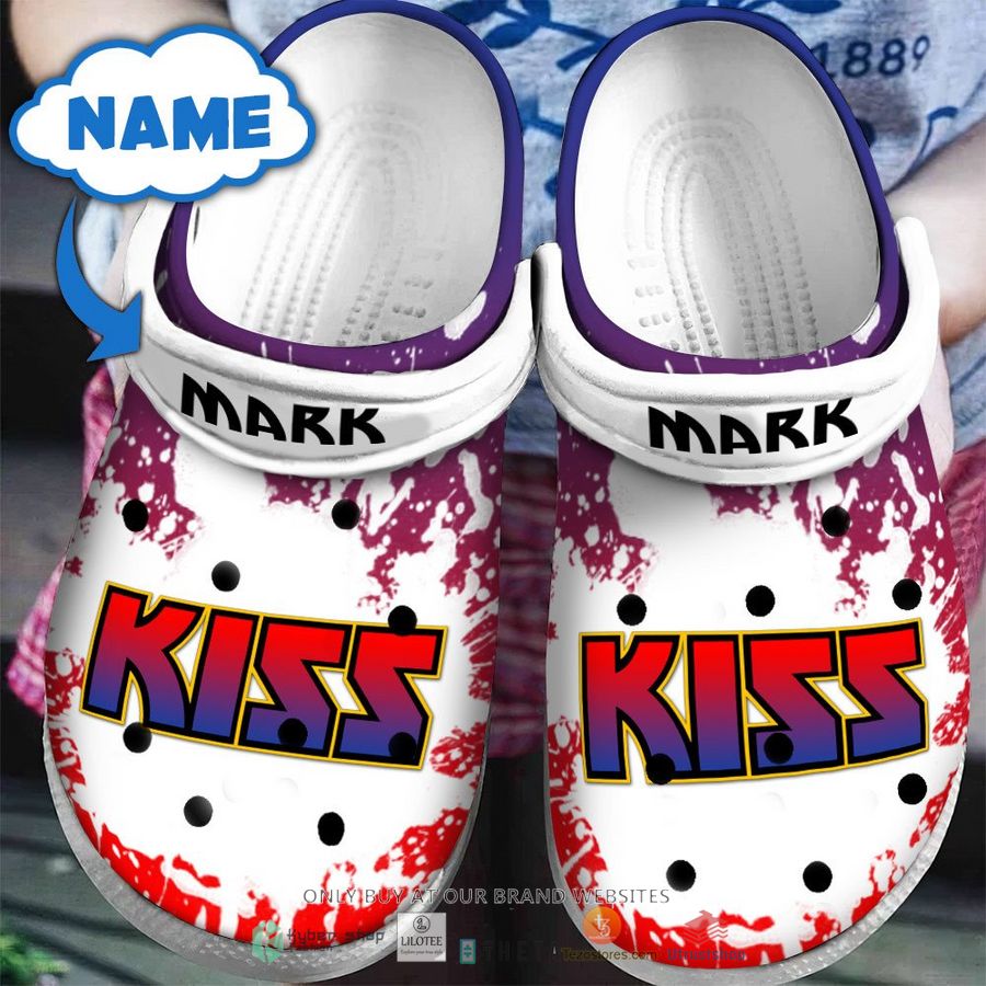 personalized kiss purple red crocband clog 1 96718