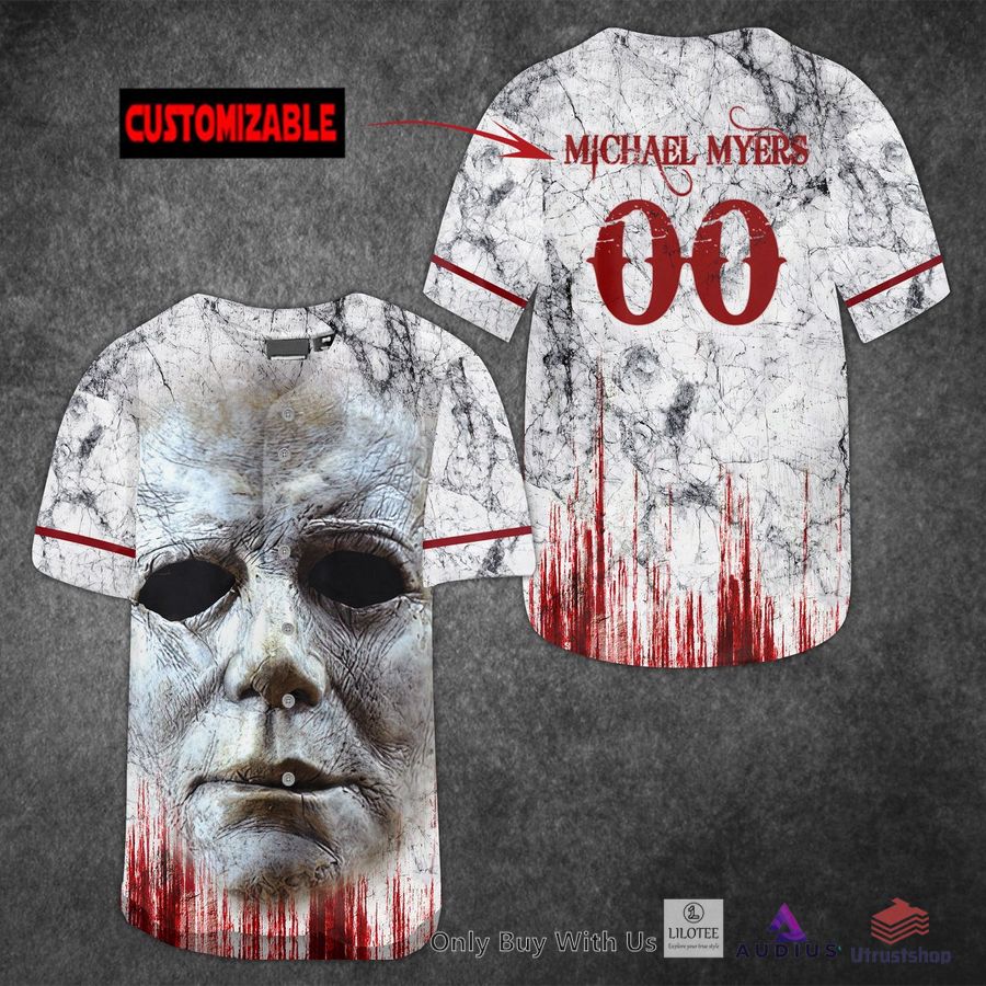 personalized michael myers 3d face blood horror movie baseball jersey 1 30445
