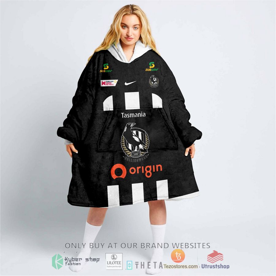 personalized netball colling wood magpies blanket hoodie 1 39216