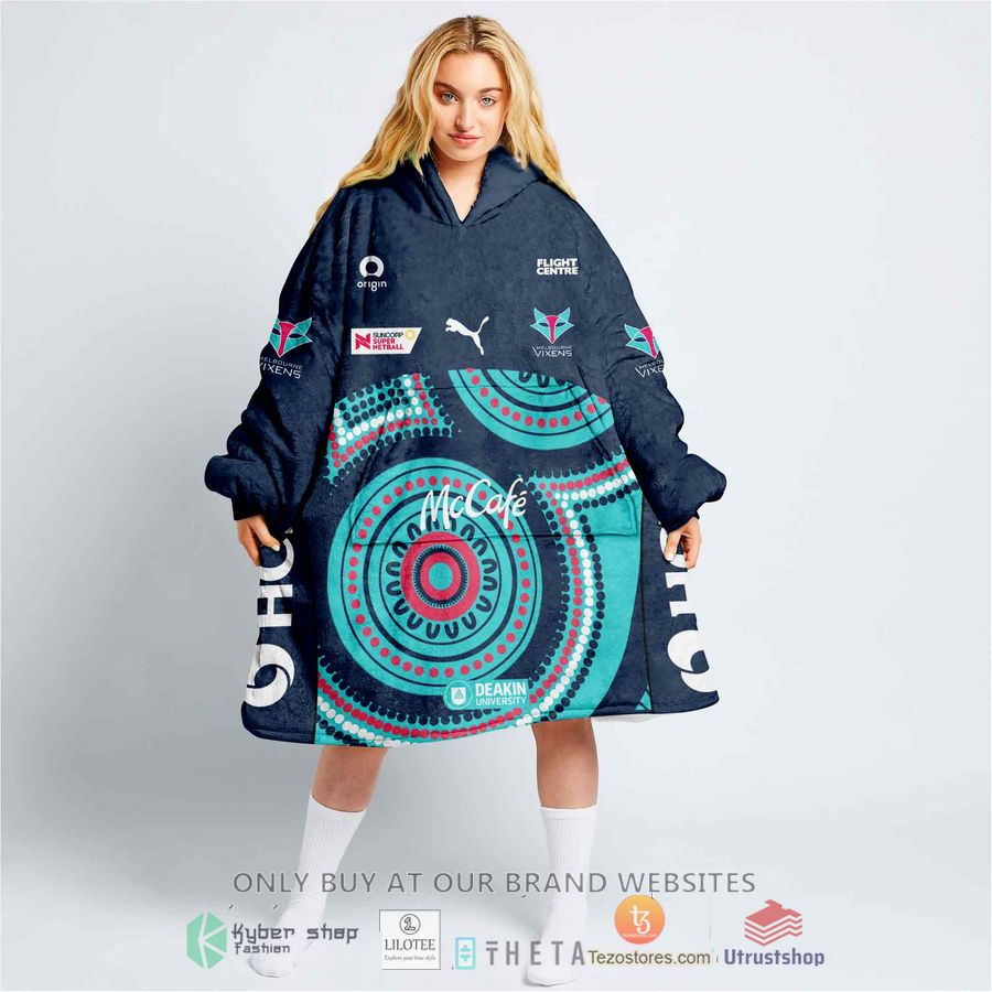 personalized netball melbourne vixens indigenous blanket hoodie 1 54272