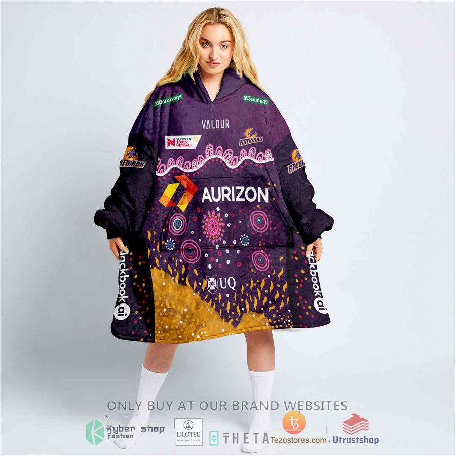 personalized netball queensland firebirds indigenous blanket hoodie 1 69520