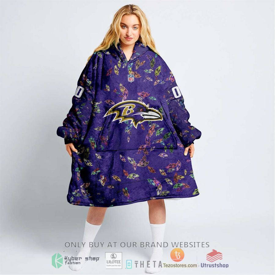 personalized nfl baltimore ravens blanket hoodie 1 17345