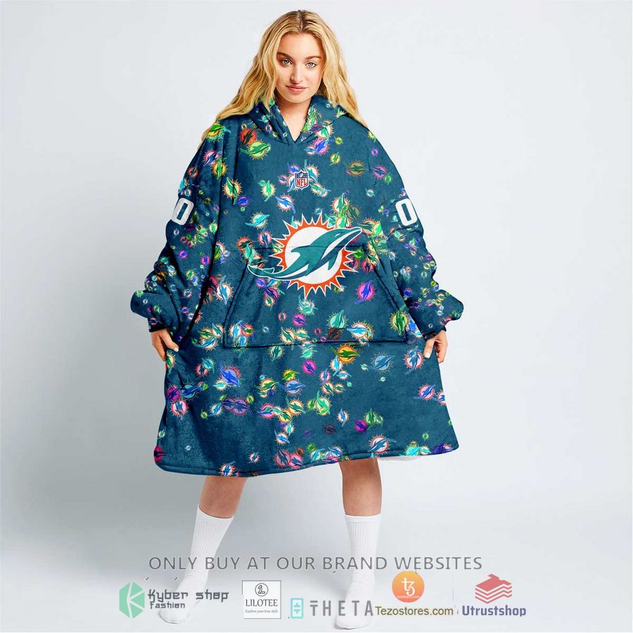 personalized nfl miami dolphins blanket hoodie 1 13495