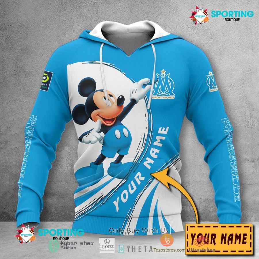 personalized olympique de marseille mickey mouse ligue 1 3d hoodie shirt 2 53754