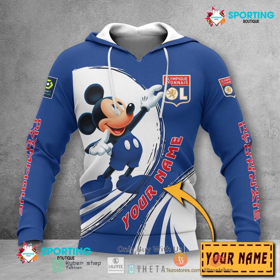 personalized olympique lyonnais mickey mouse ligue 1 3d hoodie shirt 2 73531