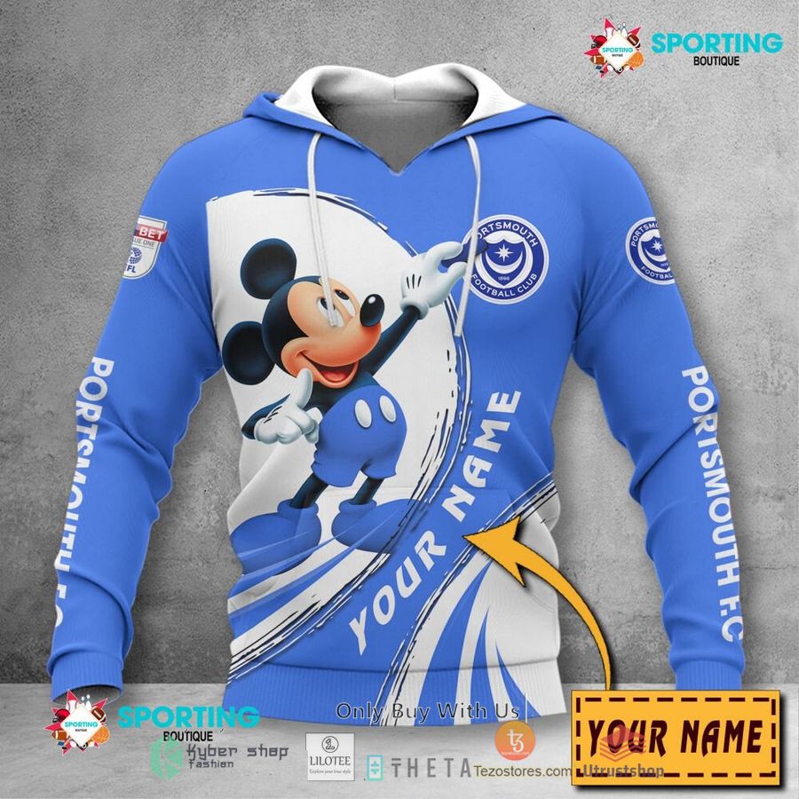 personalized portsmouth f c mickey mouse efl 3d hoodie shirt 2 54244